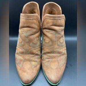 Chic Brown Embroidered Ankle Booties